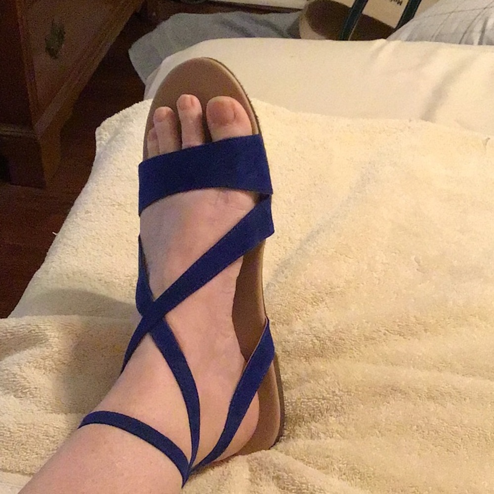 Blue Wrap Around the Ankle Sandals.
